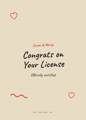 Congrats on Your License detail